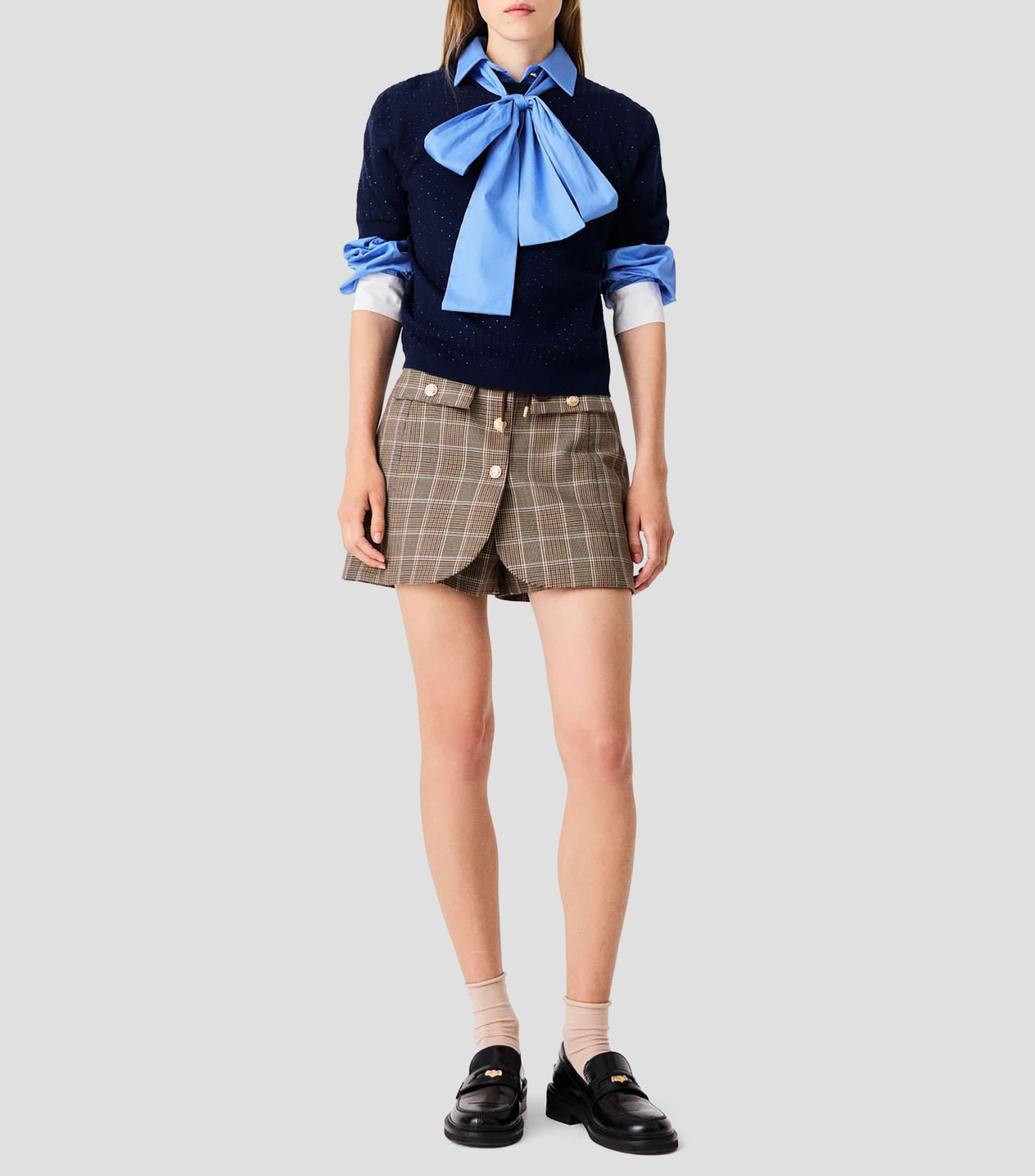 Blusa lisa con manga corta Mujer